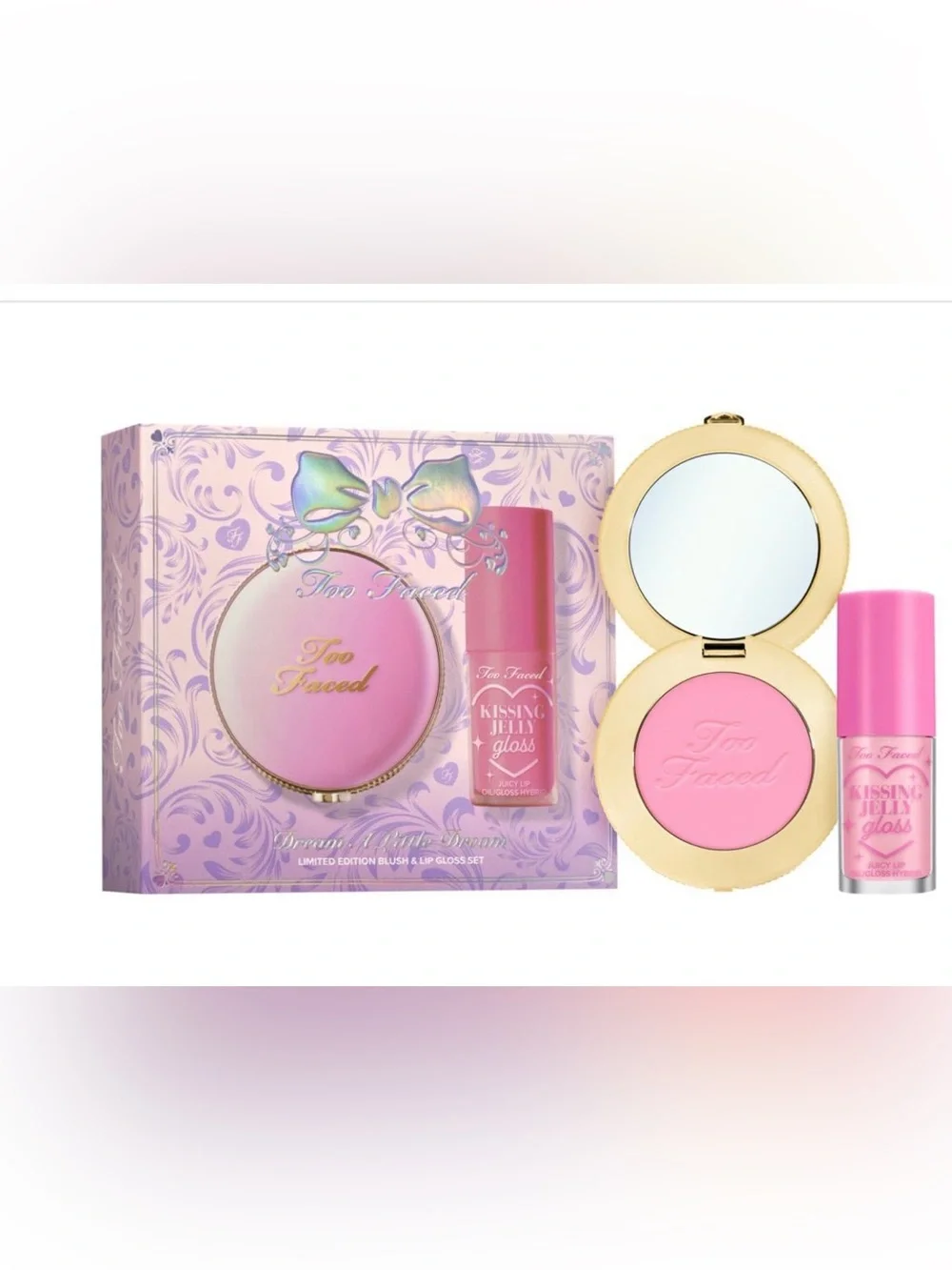 Too Faced Dream a Little Dream Lip Gloss/Blush Set-Pink Sherbert/Candy Cloud